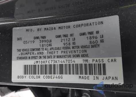 2019 Mazda Cx-3 Touring z USA, uszkodzony, nr VIN JM1DKFC73K1447054